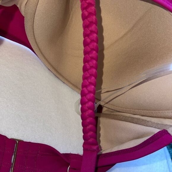 Shade & Shore Womens Lightly Lined Braided Strap Bikini Top Pink 34D NWT - Picture 6 of 8
